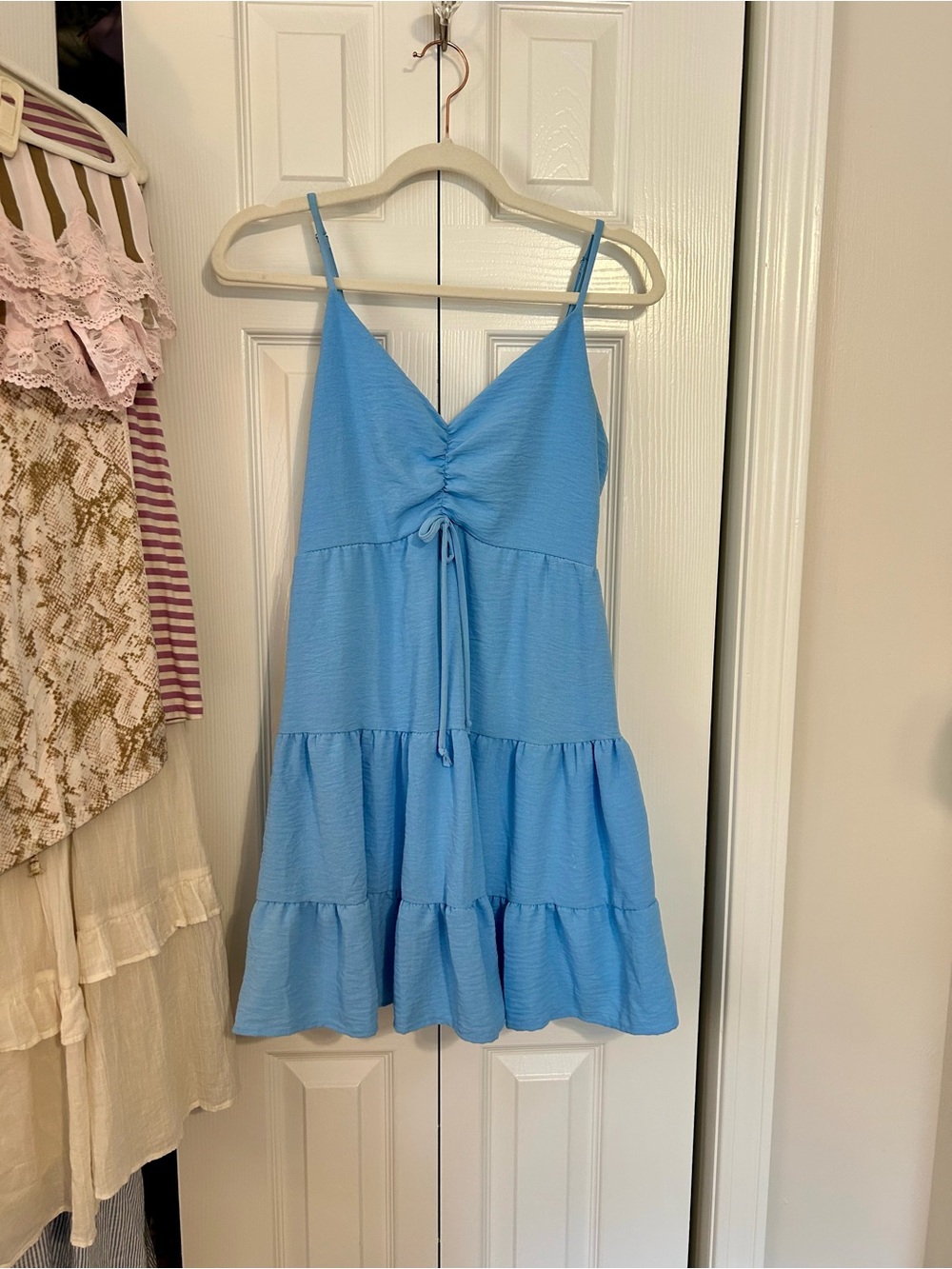 Altar'd State Women’s Light Blue Tiered Spaghetti-Strap Dress